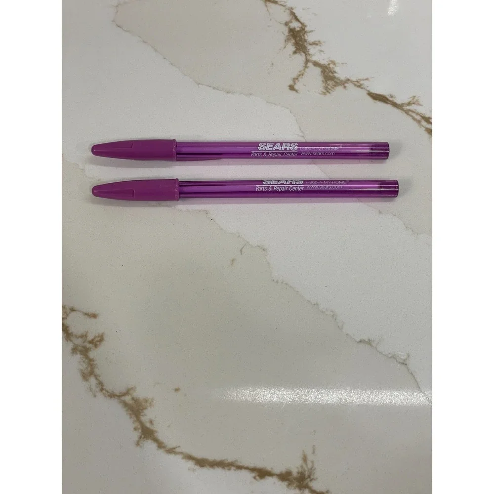 NO INK Vintage Sears Parts & Repair Pens Lot of 2‎ Ballpoint Purple Cap READ
